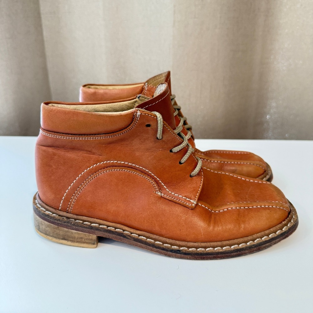 Dingo Kids Tan Leather Chukka Boots Lace Up Square Moc Toe Size EU 21 Mexico